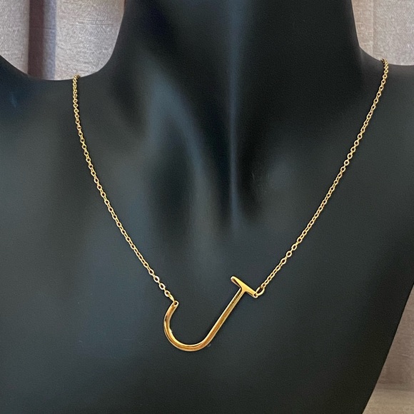 SAVVY CIE JEWELS 14K Gold Plated Initial Necklace – Letter J - Picture 4 of 8